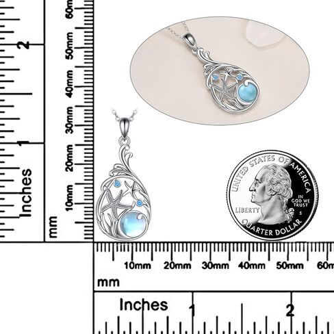 Crmad Larimar Beach Necklace Sterling Silver Starffish Seardrop Ocean Jewelry for Women in Kuwait