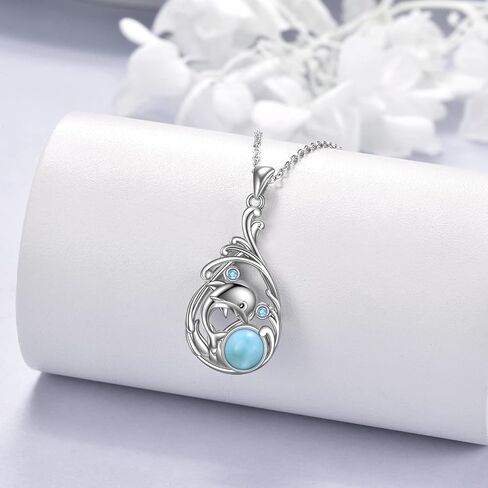 Crmad Larimar Beach Necklace Sterling Silver Starffish Seardrop Ocean Jewelry for Women in Kuwait