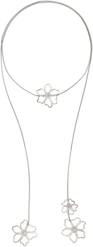 Muloo Vintage Long Metal Chain Flower Pendant Necklace Fashion Luxury Style Overlapping Flower Collar Neck Chain for Women Necklace Gold in Saudi Arabia