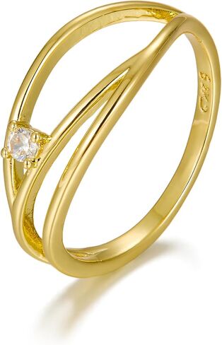 حلقات زركونيا مكعبات طلية الذهب 14K للسيدات ، تتراكم طبقات على حلقات ثوم للنساء ، هدايا المجوهرات اللذيذة in Kuwait