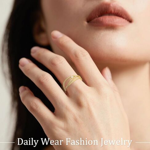 حلقات زركونيا مكعبات طلية الذهب 14K للسيدات ، تتراكم طبقات على حلقات ثوم للنساء ، هدايا المجوهرات اللذيذة in Kuwait