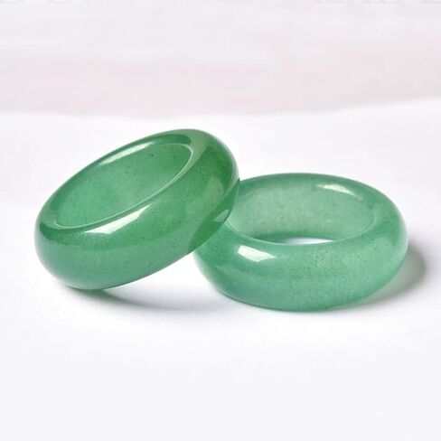 خواتم اليشم الطبيعية الخضراء خاتم حظ سعيد للمجوهرات الطبيعية أبيض اليشم الخاتم للنساء للجنسين مع صندوق الهدايا in Kuwait