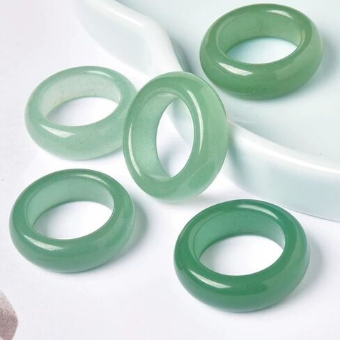 خواتم اليشم الطبيعية الخضراء خاتم حظ سعيد للمجوهرات الطبيعية أبيض اليشم الخاتم للنساء للجنسين مع صندوق الهدايا in Kuwait