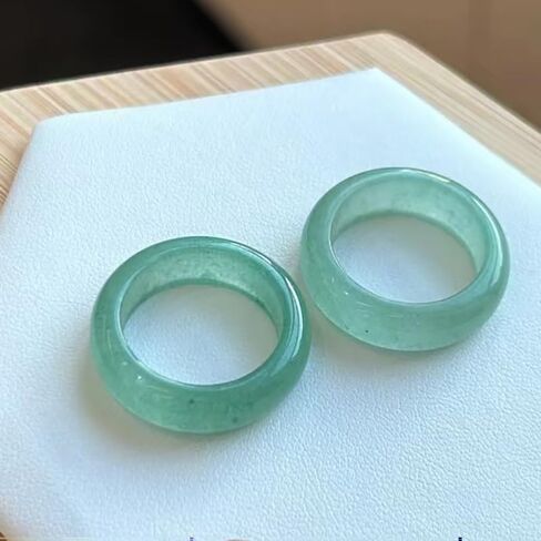 خواتم اليشم الطبيعية الخضراء خاتم حظ سعيد للمجوهرات الطبيعية أبيض اليشم الخاتم للنساء للجنسين مع صندوق الهدايا in Kuwait