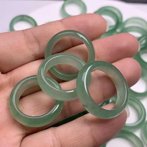 خواتم اليشم الطبيعية الخضراء خاتم حظ سعيد للمجوهرات الطبيعية أبيض اليشم الخاتم للنساء للجنسين مع صندوق الهدايا in Kuwait