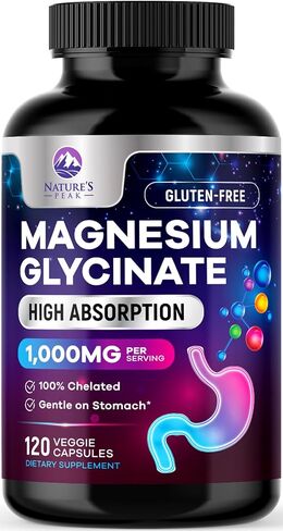 Magnesium Glycinate Supplement Pure 1000 mg Chelated for Max Absorption - Supports Bone, Muscle, Nerve & Heart Health, Sleep Support - Best Magnesium Pills for Whole Body Support - 120 Capsules in Kuwait