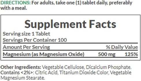 Nature's Bounty Magnesium 500 Mg أقراص 100 EA in Kuwait
