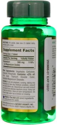 Nature's Bounty Magnesium 500 Mg أقراص 100 EA in Kuwait