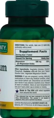 Nature's Bounty Magnesium 500 Mg أقراص 100 EA in Kuwait