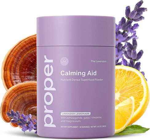 Proper, The Lavenders Calming Aid. Sleep and Relaxation Drink Mix. GABA L-Theanine Supplement with Magnesium, Lavender, Lemon Balm, and Ashwagandha. Natural Calm Stress Support Supplements in Kuwait