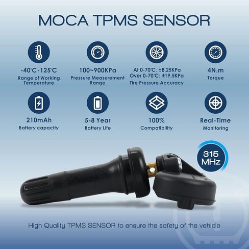 MOCA 4Pcs Tire Pressure Sensor Tpms 315Mhz Compatible with 2006-2016 for Cadillac, for Chevrolet, for GMC, for Saturn, for Pontiac - Express Escalade Acadia Sierra in Saudi Arabia