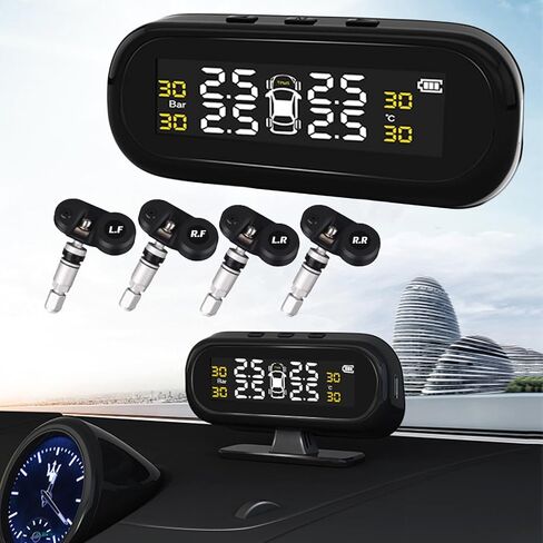 نظام مراقبة ضغط الإطارات TPMS نظام مراقبة الضغط مع الشاحن الشمسي TPMs اللاسلكي مع 4 أجهزة استشعار خارجية لسيارات RVS ومقطورات وشاحنات (داخلية) in Kuwait