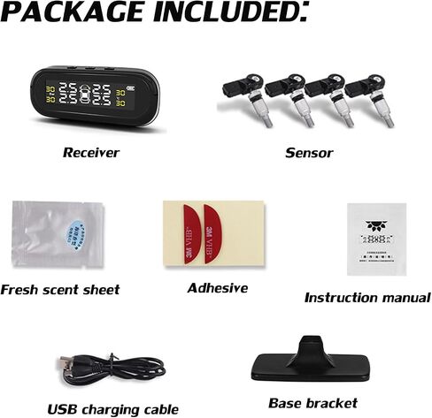 نظام مراقبة ضغط الإطارات TPMS نظام مراقبة الضغط مع الشاحن الشمسي TPMs اللاسلكي مع 4 أجهزة استشعار خارجية لسيارات RVS ومقطورات وشاحنات (داخلية) in Kuwait