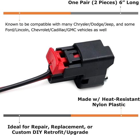 iJDMTOY 2pc License Plate Light/Side Marker Light/Tail Lamp Connectors w/ 5-Inch Long Pigtail Harness Compatible with Chrysler/Dodge/Jeep (aka 68065018AA) in Saudi Arabia