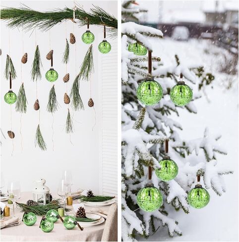 Threan 6 Pcs Large Vintage Mercury Glass Christmas Ornaments 3.15" Hanging Christmas Ball Ornaments Antique Embossed Ball Decorations for Xmas Tree Garland Wreath Holiday Decor(Gold,Etched) in Saudi Arabia