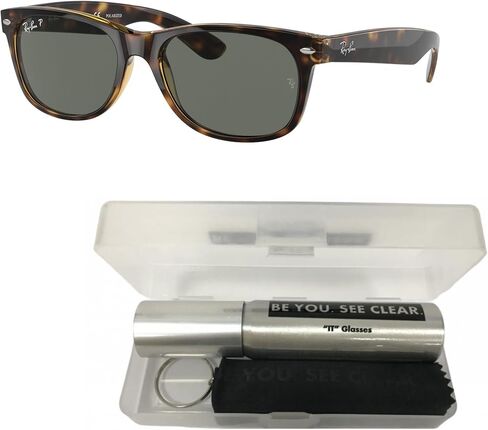 Ray-Ban RB2132 بنظارات شمسية: RB 2132 New Wayfarer 902/58 New Wayfarer Tortoise Polar GR و Ayewear Cleaning Kit in Saudi Arabia
