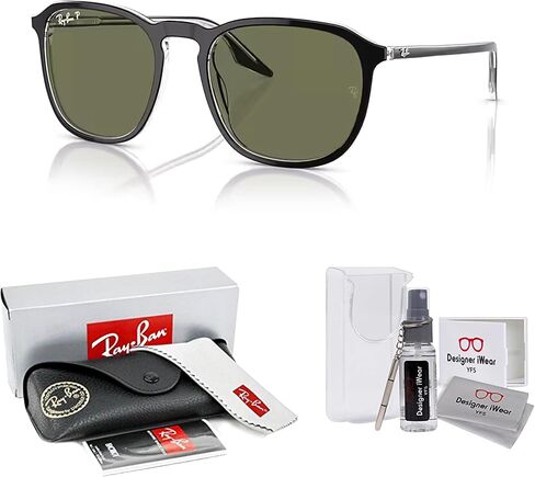 Ray-Ban RB2203F Square Asian Fit Low Bridge Sunglasses for Men for Women + Bundle with Designer Iwear Eyewear Kit in Kuwait