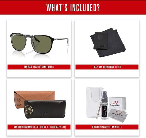 Ray-Ban RB2203F Square Asian Fit Low Bridge Sunglasses for Men for Women + Bundle with Designer Iwear Eyewear Kit in Kuwait