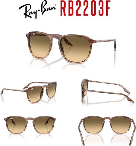 Ray-Ban RB2203F Square Asian Fit Low Bridge Sunglasses for Men for Women + BUNDLE With Designer iWear Eyewear Kit in Saudi Arabia