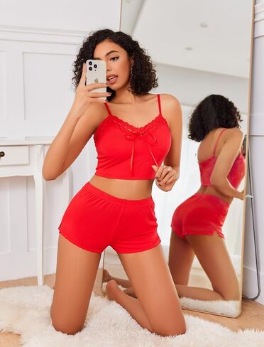 Avidlove Lingerie Sets For Women Sexy Sleepwear Lingerie Set Lace Trim Short PJ Set Soft Sleepwear Shorts 2 Piece S-XXL in Saudi Arabia