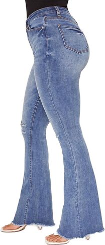 YMI Womens High-Rise Flare Jean with Frayed Hem in Saudi Arabia