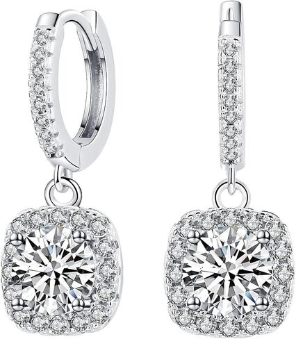Moissanite Earrings for Women Hoop Earrings 1.0Ct Gifts for Wife Mom Girlfriend Anniversary Jewelry Present for Wife Birthday Valentines Gifts (0.5 Ct Each) in Kuwait