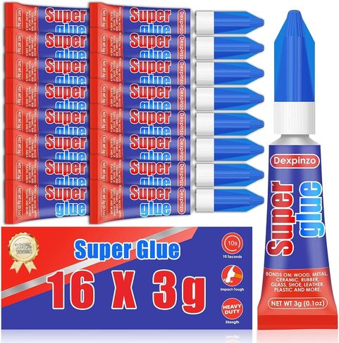 16 Pcs Super Glue, 3 Gram Multipack Mini Super Strong Glue Quick Dry Clear All Purpose Repair Glue for Plastic Wood Metal Glass Fabric Rubber Leather Shoes Ceramic Jewelry Making DIY Crafts in Saudi Arabia