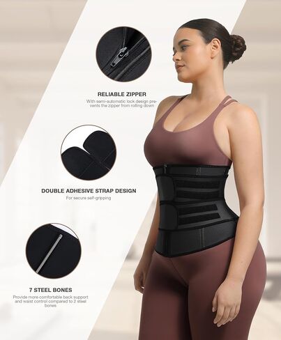 Waist Trainer for Women Long Torso Sauna Workout Waist Trainers Double Belts Neoprene Corset Waist Cincher Zipper Trimmer in Saudi Arabia
