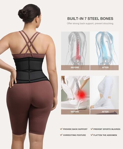 Waist Trainer for Women Long Torso Sauna Workout Waist Trainers Double Belts Neoprene Corset Waist Cincher Zipper Trimmer in Saudi Arabia