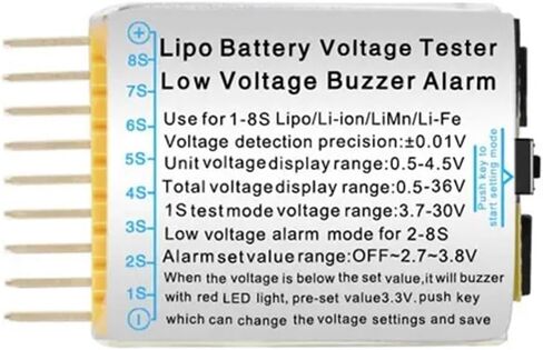 شاشة الجهد بطارية منخفضة الإنذار الجرس XB100 1-8S متر اختبار بطارية Lipo Monitor (1-8S) in Saudi Arabia
