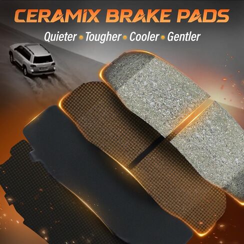Disc Brake Pads And Rotors Kit, Drilled and Slotted Geomet-Coated Brake Rotors And Ceramic Pads, For Toyota Tundra 2007-21, 2008-22 Sequoia, 2016-21 Land Cruiser, 2016-21 Lexus LX570 (FRONT+REAR) in Saudi Arabia