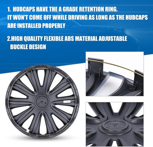Winjet 17 "Hubcaps [فقط Fit Iron Hub - Wheel Wheel] Wheels Rim Cover بديل لـ Toyota Rav4 Nissan Rogue Ford Fusion Chevrolet Malibu - يناسب بعض السيارات (ورنيش أسود وخلمي أبيض) in Saudi Arabia