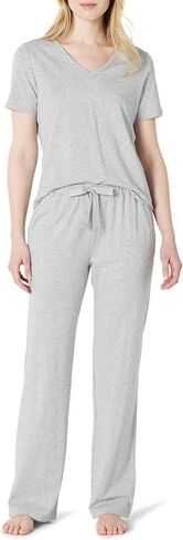 Amazon Essentials Women's Soft Cotton Blend تي شيرت قصير الأكمام ومجموعة ملابس نوم بانت in Kuwait