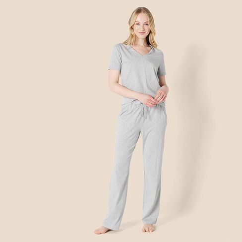 Amazon Essentials Women's Soft Cotton Blend تي شيرت قصير الأكمام ومجموعة ملابس نوم بانت in Kuwait