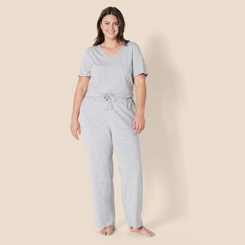Amazon Essentials Women's Soft Cotton Blend تي شيرت قصير الأكمام ومجموعة ملابس نوم بانت in Kuwait