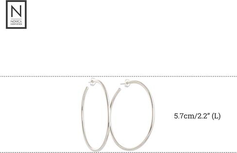 Novica Artisan Handmade Halfhoop Halfhoop أقراط عصرية .925 من غواتيمالا [2.2 في L x 0.1 في W] in Saudi Arabia