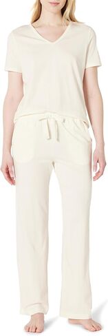 Amazon Essentials Women's Soft Cotton Blend تي شيرت قصير الأكمام ومجموعة ملابس نوم بانت in Kuwait