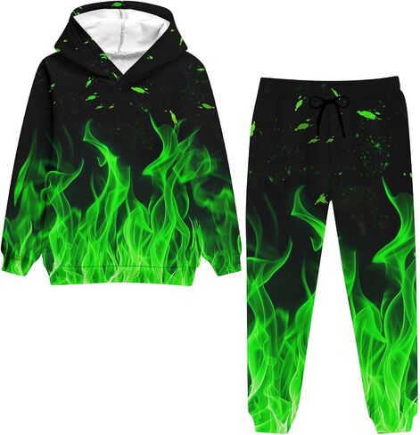 Belovecol Boys Hoodie Pant Set 3D Print Hooded Sweatshirt Sweatpant Suit 2 Piece Clothing Set for 5-14 Years in Saudi Arabia
