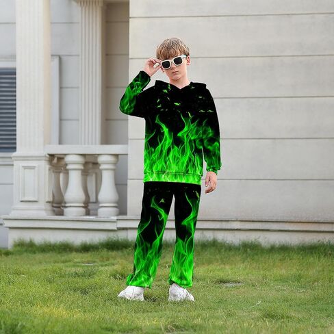 Belovecol Boys Hoodie Pant Set 3D Print Hooded Sweatshirt Sweatpant Suit 2 Piece Clothing Set for 5-14 Years in Saudi Arabia