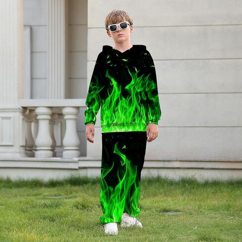 Belovecol Boys Hoodie Pant Set 3D Print Hooded Sweatshirt Sweatpant Suit 2 Piece Clothing Set for 5-14 Years in Saudi Arabia