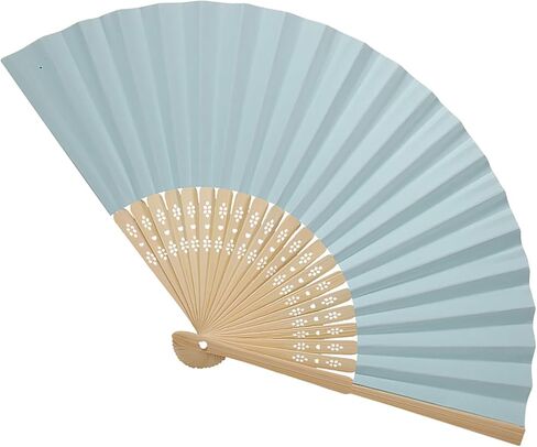 Hztyyier Folding Fan, Handheld Folding Paper Fan with Fan Bone Wedding Festival Party, Performance Decoration (Light Blue) in Saudi Arabia