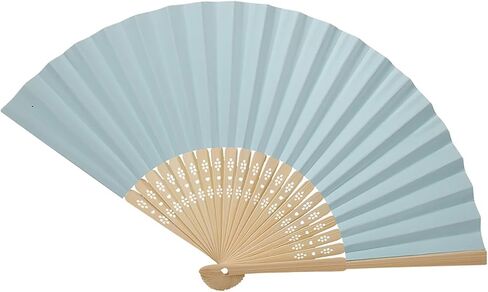 Hztyyier Folding Fan, Handheld Folding Paper Fan with Fan Bone Wedding Festival Party, Performance Decoration (Light Blue) in Saudi Arabia
