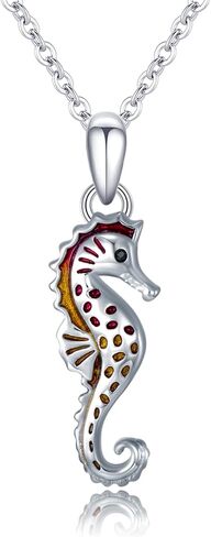 Seahorse Necklace S925 Sterling Silver Tiny Sea Horse Necklaces Sea horse Pendant Hawaii Summer Ocean Jewelry Beach Pendant Beachy Gifts for Women Daughter Wife Ocean Lovers in Kuwait