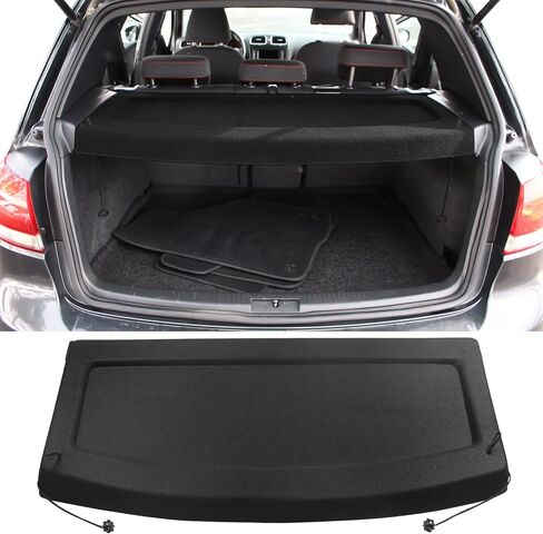IKON MOTORSPORTS, Cargo Cover Board Compatible with 2010-2014 Volkswagen Golf 6 GTI R, Black Non Retractable Rear Tonneau Security Shield Shade, 2011 2012 2013(Clips Not Included) in Saudi Arabia