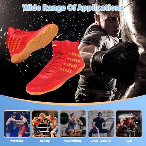 Wrestling Shoes Boxing Shoes for Men Pro Wrestling Boots High Top Fitness Weightlifting Powerlifting Shoes in Saudi Arabia