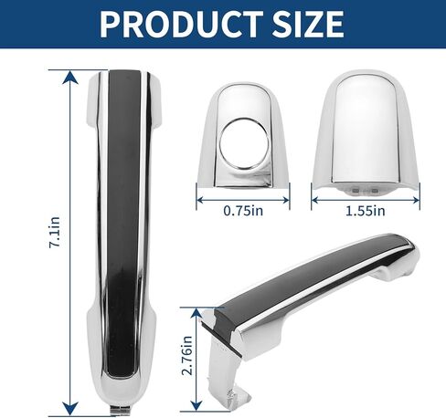 4 PCS Chrome Exterior Door Handle fits Sonata 2005 2006 2007 2008 2009 2010 Front & Rear Left Driver & Right Passenger Replaces 82651-3K000， 826513K000, with Black Insert in Kuwait