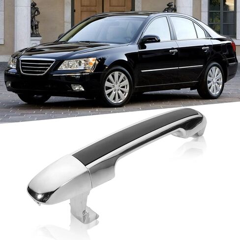 4 PCS Chrome Exterior Door Handle fits Sonata 2005 2006 2007 2008 2009 2010 Front & Rear Left Driver & Right Passenger Replaces 82651-3K000， 826513K000, with Black Insert in Kuwait