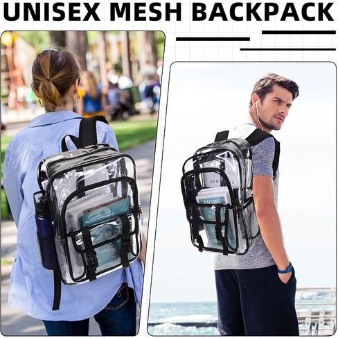 8 Pack Clear Backpack Bulk 15 x 11.8 x 7.1 Large PVC Heavy Duty Transparent Backpack with Adjustable Strap for Work(Black) in Saudi Arabia