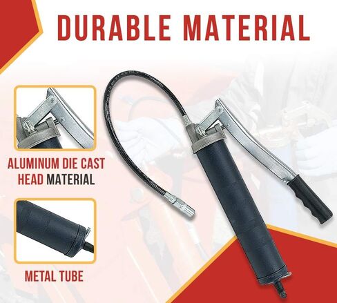 Mytee Products 4 Pack Lever Action Grease Gun Heavy Duty Maximum Pressure - 10,000 PSI with 18-inch Whip Hose - Aluminium Cast Head - Capacity 16 oz Bulk/ 14oz Cartridge in Saudi Arabia