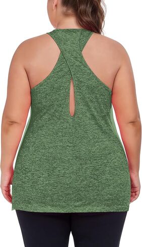 Women's Plus Size Athletic Tank Tops Cross Backless Racerback Workout Yoga Running Sleevelss Shirts in Kuwait